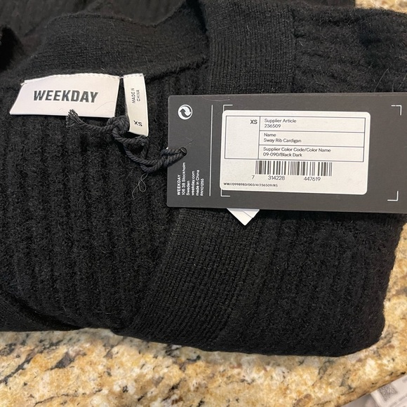 WEEKDAY SWAY RIB CARDIGAN BLACK - XS - Picture 6 of 6